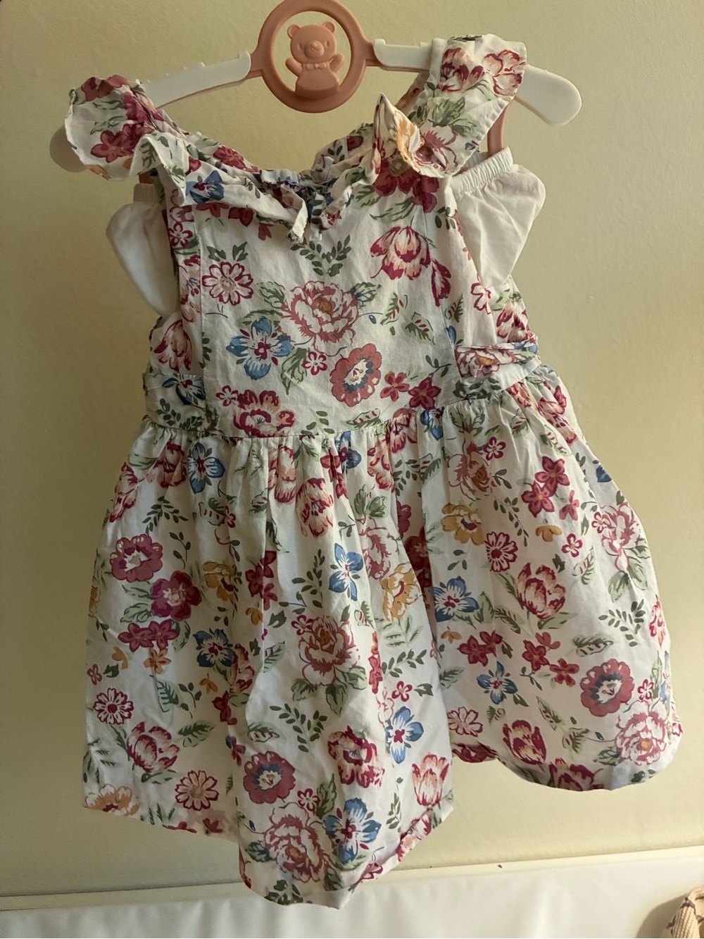 Janie and Jack White Floral Sundress with Pink, Blue & Yellow Blooms